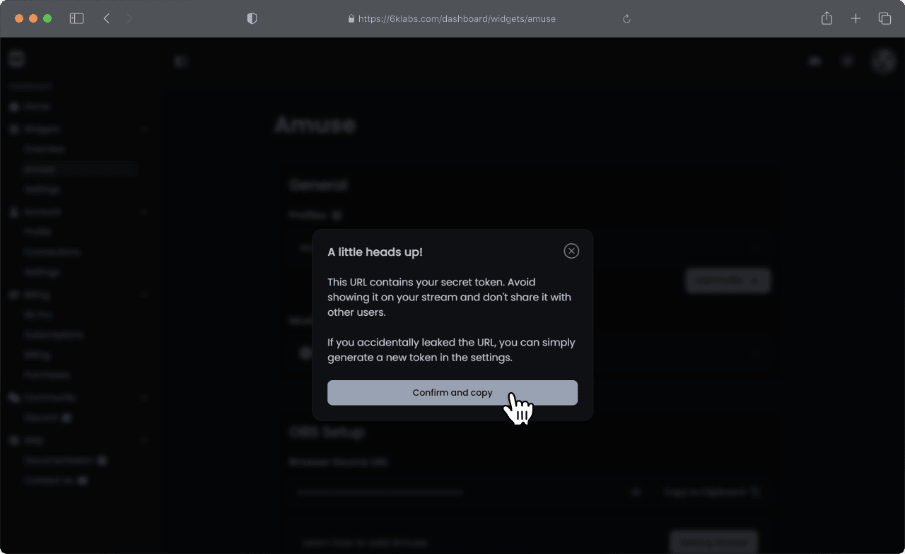 Copy URL Confirm